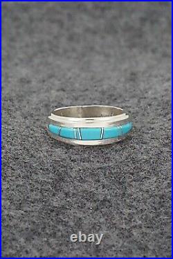 Turquoise & Sterling Silver Inlay Ring Wilbert Muskett Jr. Size 6