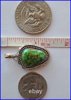 Turquoise & Sterling Silver Pendant ARTIE YELLOWHORSE 1-3/8 L