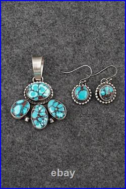 Turquoise & Sterling Silver Pendant and Earrings Set Bobby Johnson