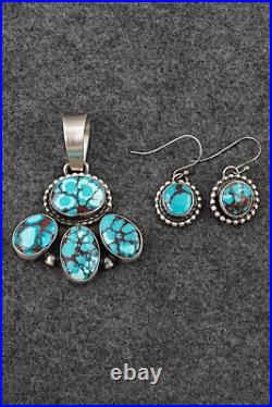 Turquoise & Sterling Silver Pendant and Earrings Set Bobby Johnson