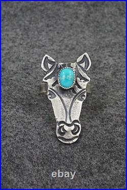 Turquoise & Sterling Silver Ring Kindale Bilah Size 10.5 (Adj.)