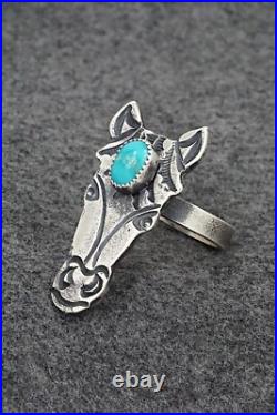 Turquoise & Sterling Silver Ring Kindale Bilah Size 10.5 (Adj.)