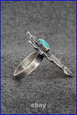 Turquoise & Sterling Silver Ring Kindale Bilah Size 10.5 (Adj.)