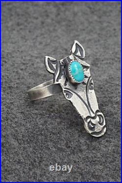 Turquoise & Sterling Silver Ring Kindale Bilah Size 10.5 (Adj.)