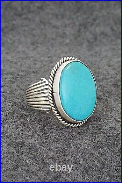 Turquoise & Sterling Silver Ring Samuel Yellowhair Size 7.5