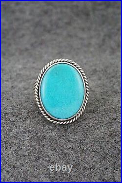Turquoise & Sterling Silver Ring Samuel Yellowhair Size 7.5