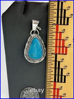 Turquoise Teardrop Pendant Sterling Silver Bail Navajo Avin Joe PD2018