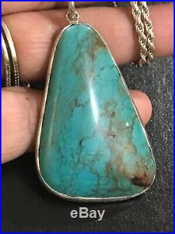 Turquoise necklace pendant Native American vintage Sterling Silver. 925 old pawn