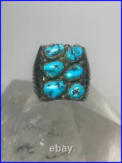 Turquoise ring Heavy Navajo southwest sterling silver women men