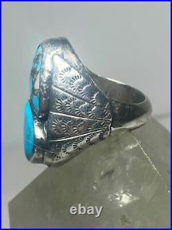 Turquoise ring Heavy Navajo southwest sterling silver women men