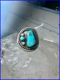 Turquoise ring Navajo Size 6.75 Sterling Silver women