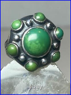 Turquoise ring Navajo whirling Logs dome band sterling silver women