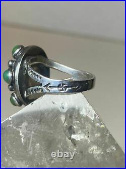 Turquoise ring Navajo whirling Logs dome band sterling silver women