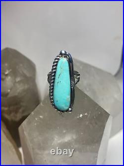Turquoise ring Size 8 long Navajo flower sterling silver
