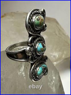 Turquoise ring size 6.50 long Navajo southwest sterling silver women