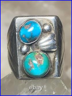 Turquoise ring size 8.75 Navajo band sterling silver women men