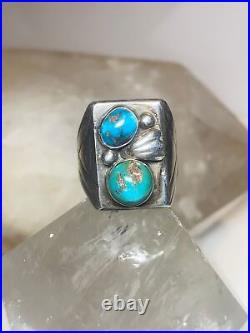 Turquoise ring size 8.75 Navajo band sterling silver women men