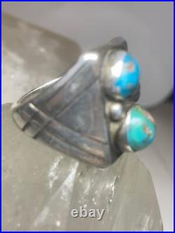 Turquoise ring size 8.75 Navajo band sterling silver women men