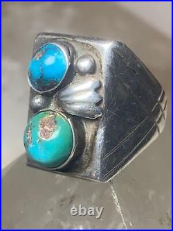 Turquoise ring size 8.75 Navajo band sterling silver women men