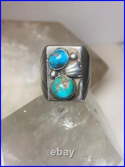 Turquoise ring size 8.75 Navajo band sterling silver women men