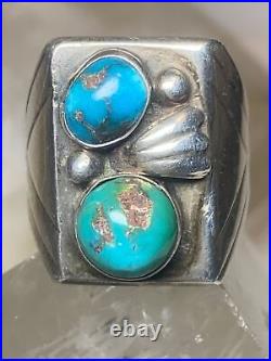 Turquoise ring size 8.75 Navajo band sterling silver women men