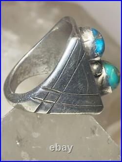 Turquoise ring size 8.75 Navajo band sterling silver women men