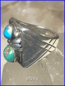 Turquoise ring size 8.75 Navajo band sterling silver women men