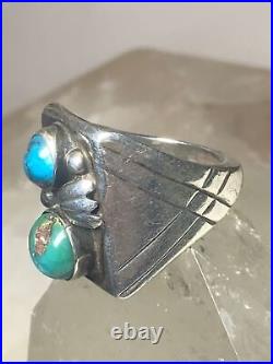 Turquoise ring size 8.75 Navajo band sterling silver women men