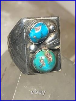 Turquoise ring size 8.75 Navajo band sterling silver women men