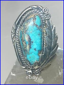 Turquoise ring size 8 long Navajo sterling silver women