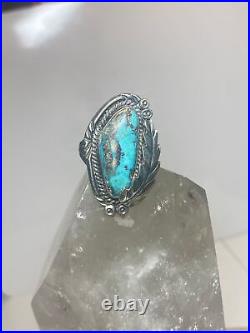 Turquoise ring size 8 long Navajo sterling silver women