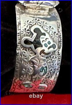 Unique Unusual Navajo Mickey Mouse Southwest Sterling Cuff Watch Band Vintage