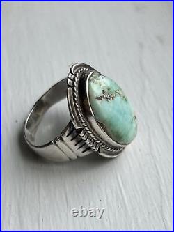 Unisex vintage navajo sterling silver turquoise ring. Marked Sanchez