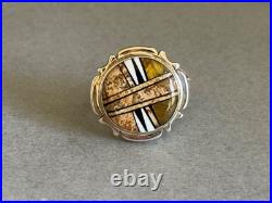 Unused Navajo Sterling Silver Inlaid Stones and Shell Ring Marty Yazzie Size 8