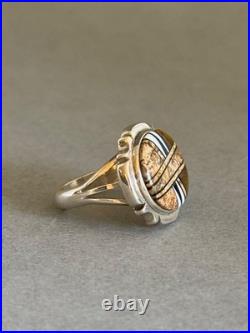 Unused Navajo Sterling Silver Inlaid Stones and Shell Ring Marty Yazzie Size 8