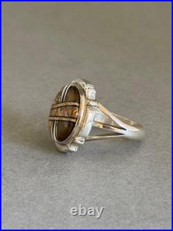 Unused Navajo Sterling Silver Inlaid Stones and Shell Ring Marty Yazzie Size 8