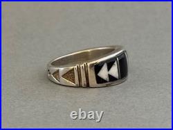 Unused Navajo Sterling Silver Stone Inlay Ring Signed Rick Tolino Size 10 1/4