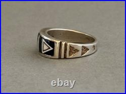 Unused Navajo Sterling Silver Stone Inlay Ring Signed Rick Tolino Size 10 1/4