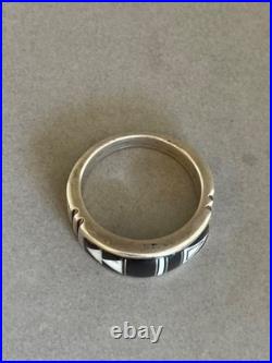 Unused Navajo Sterling Silver Stone Inlay Ring Signed Rick Tolino Size 10 1/4