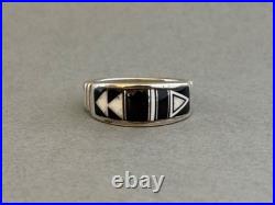 Unused Navajo Sterling Silver Stone Inlay Ring Signed Rick Tolino Size 10 1/4