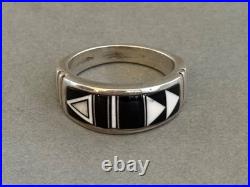 Unused Navajo Sterling Silver Stone Inlay Ring Signed Rick Tolino Size 10.5