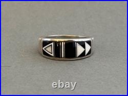 Unused Navajo Sterling Silver Stone Inlay Ring Signed Rick Tolino Size 10.5