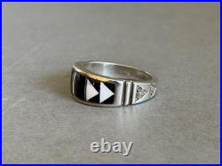 Unused Navajo Sterling Silver Stone Inlay Ring Signed Rick Tolino Size 10.5