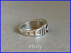 Unused Navajo Sterling Silver Stone Inlay Ring Signed Rick Tolino Size 10.5
