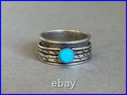 Unused Navajo Sterling Silver with Kingman Turquoise Nelson Jim Ring Sz 10