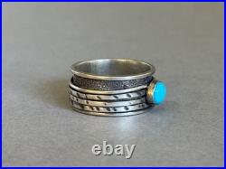 Unused Navajo Sterling Silver with Kingman Turquoise Nelson Jim Ring Sz 10