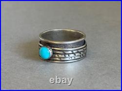 Unused Navajo Sterling Silver with Kingman Turquoise Nelson Jim Ring Sz 10