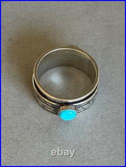Unused Navajo Sterling Silver with Kingman Turquoise Nelson Jim Ring Sz 10