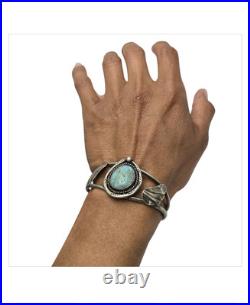 VINTAGE NAVAJO Darlene Darling TURQUOISE STERLING SILVER FLANK BRACELET