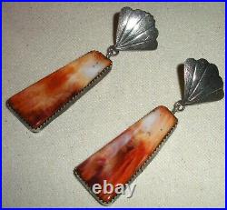 VINTAGE NAVAJO SPINY OYSTER STERLING SILVER EARRINGS tuvi